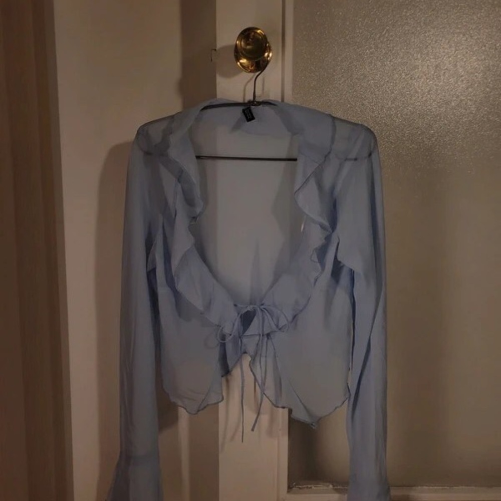 Light Blue Ruffled Women's Top